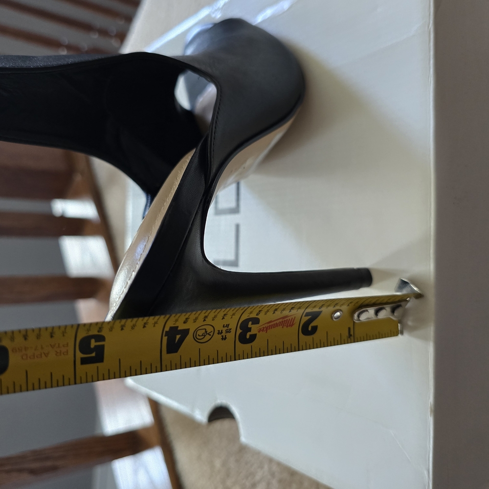 Aldo Black Stiletto Mules Sleek Peep-Toe Design - Picture 5 of 5